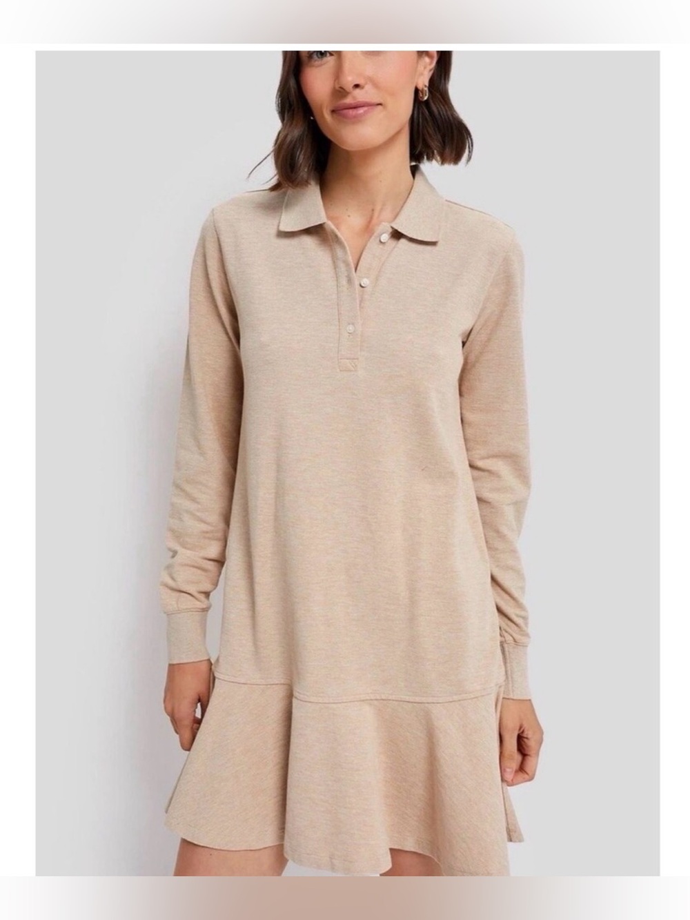 Tuckernuck Beige Polo Long-Sleeve Drop-Waist Dress